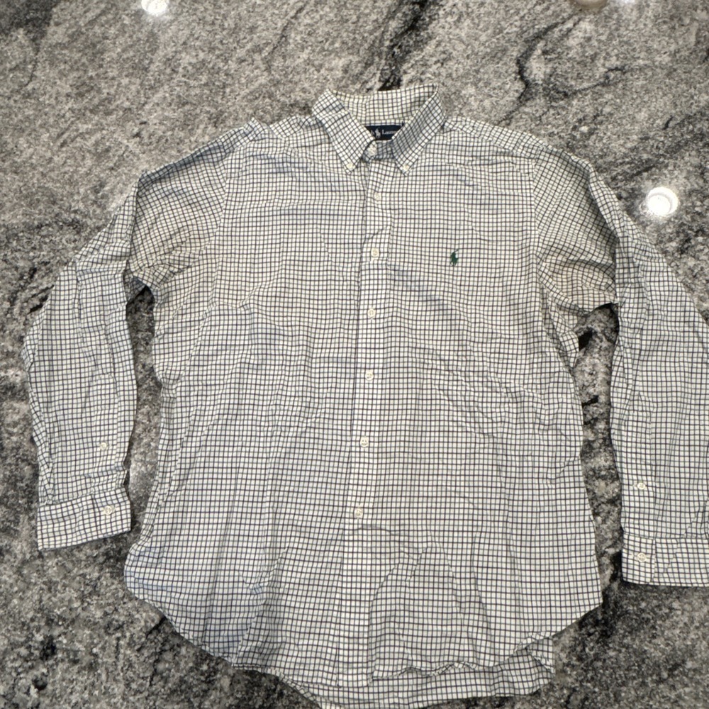 Ralph Lauren Long Sleeve Button Down Shirt Men's XL Plaid Green Purple Cotton